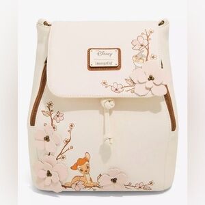 NWT Loungefly Disney Bambi cherry blossom flap mini backpack
